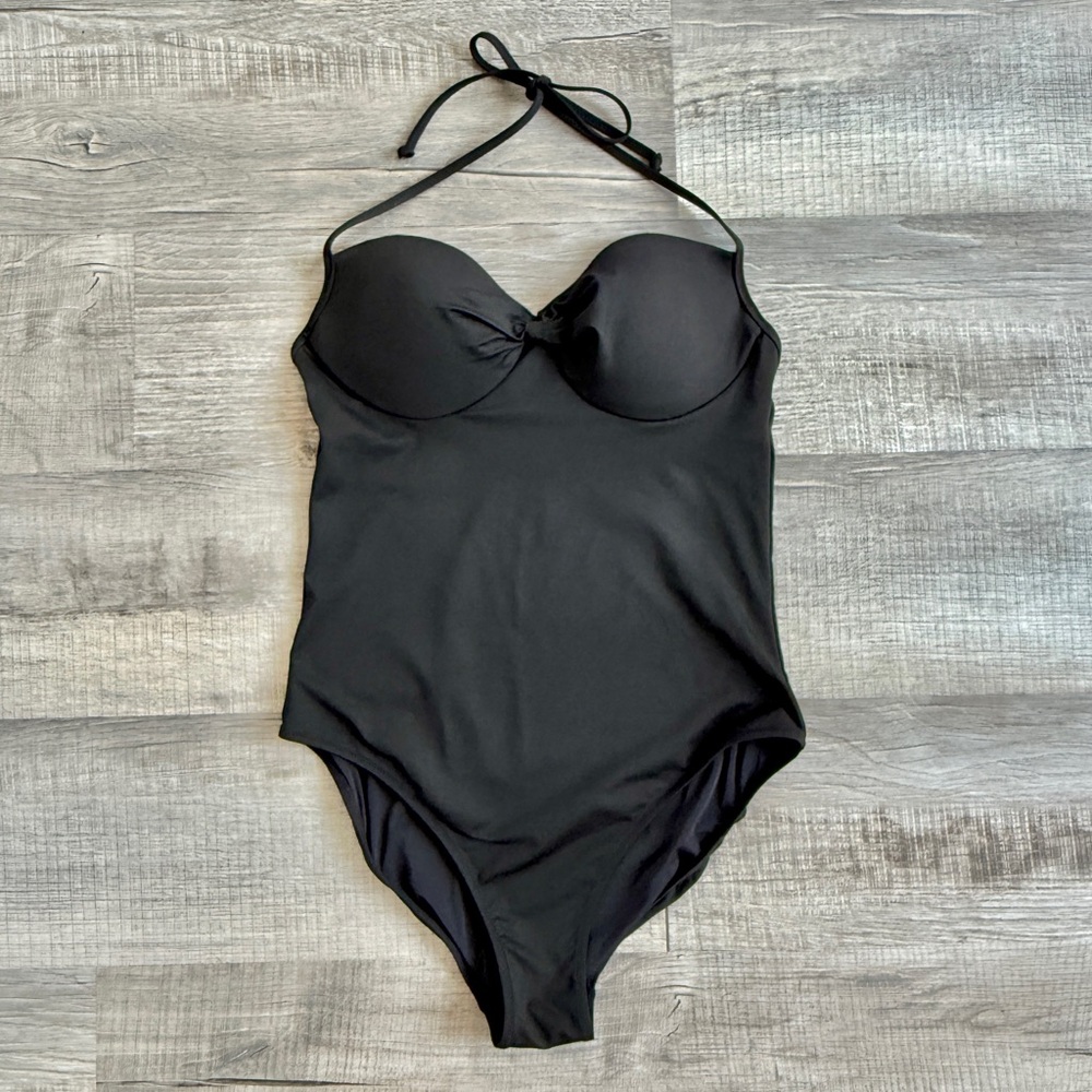 J. Crew Black Halter One-Piece Swimsuit